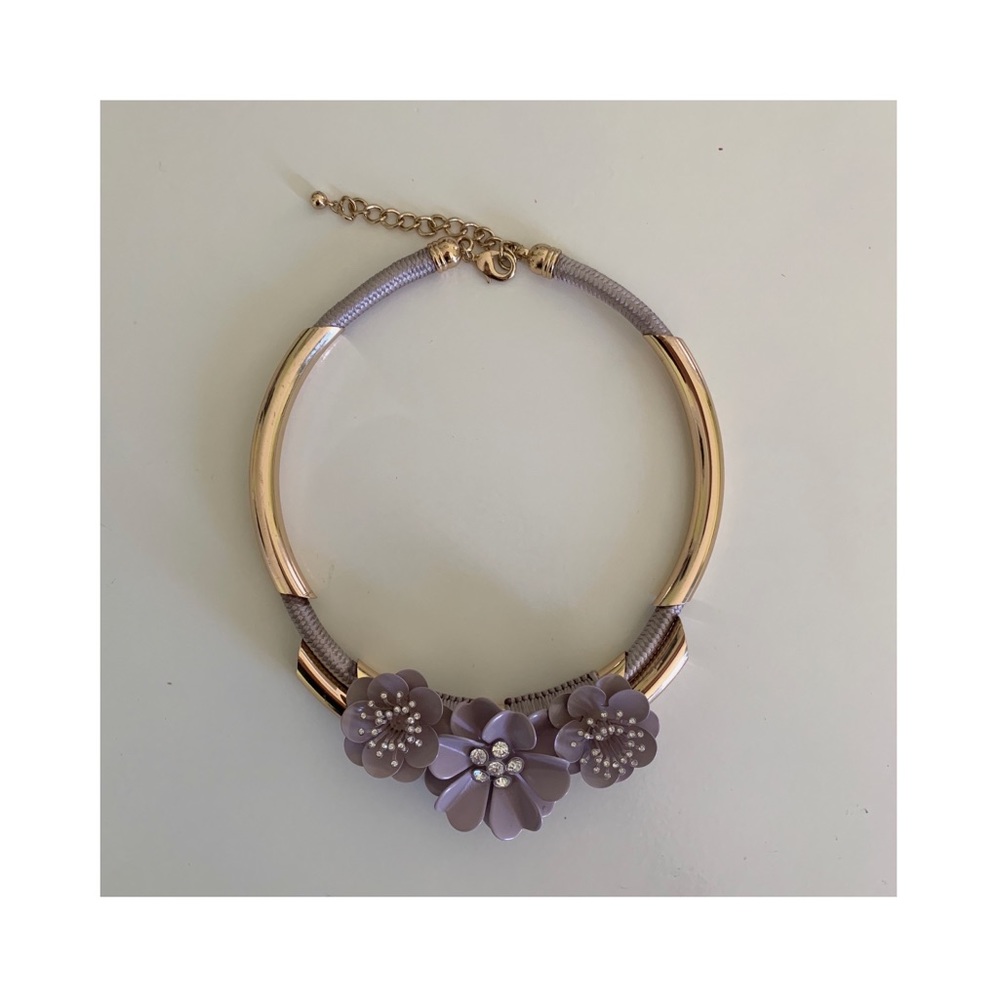 Lilac and gold chunky statement necklace